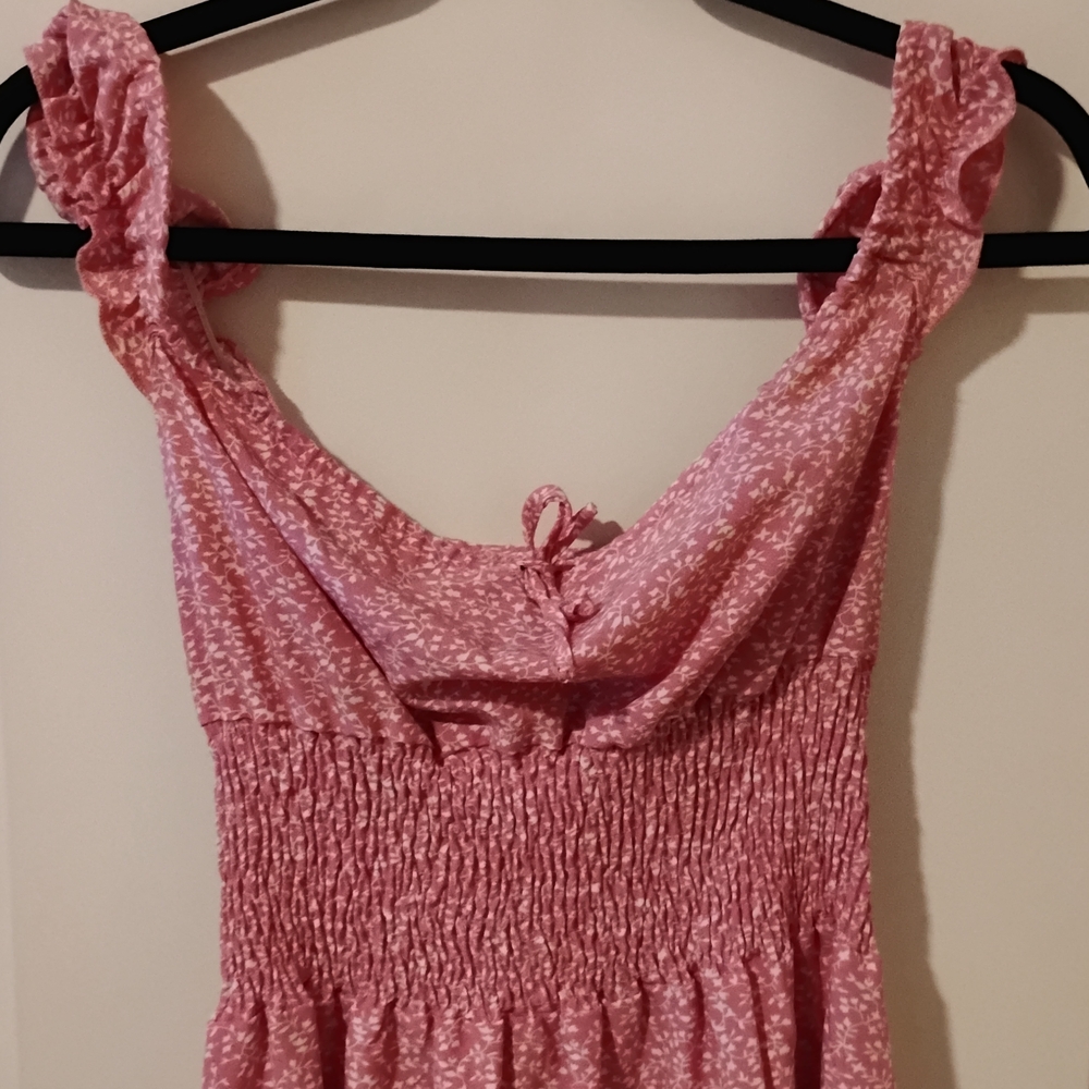 Pink Sleeveless Smocked Dress